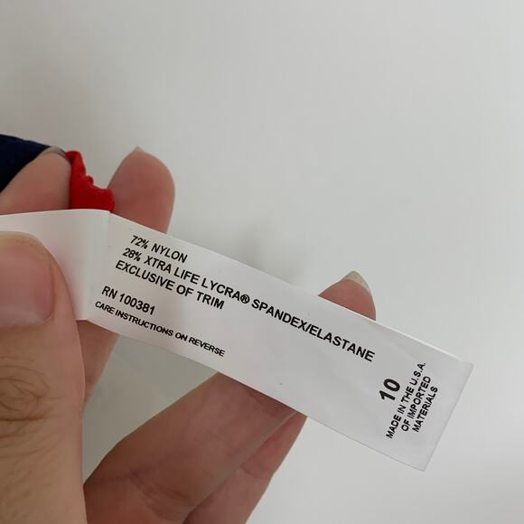 Karla Colletto Helen High-neck Mono Red Navy One Piece Swimsuit New  Size 10 - Picture 3 of 13